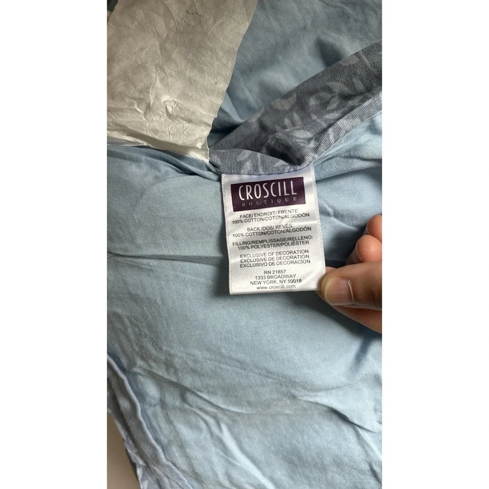 Croscill Zoelle King Comforter & 2 Pillow Shams 3 Pc Set Blue Embroidered Cotton